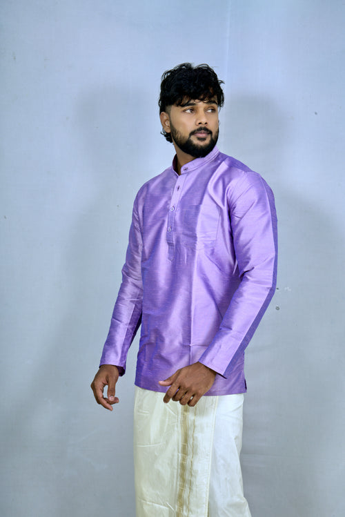 Elegant Lavender Mandarin Collar short Kurta