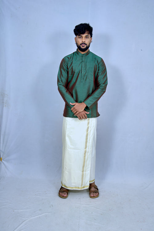 Deep Green Silk Blend Kurta