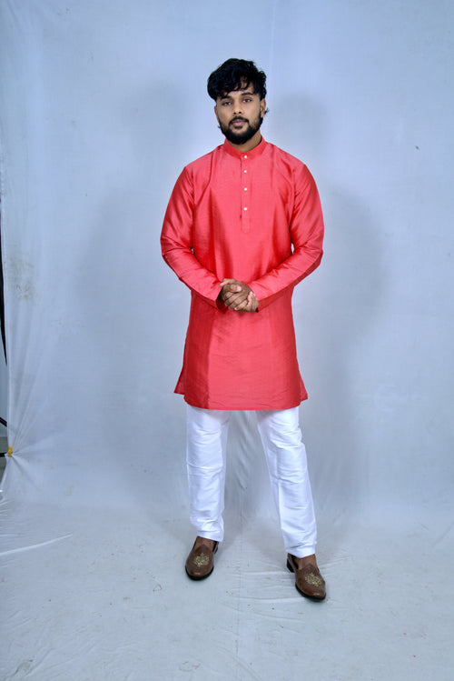 Coral Red Long Kurta