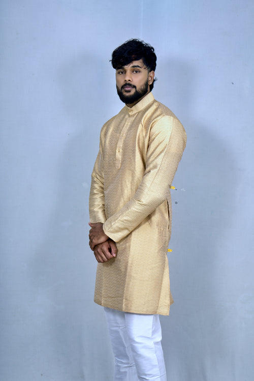 Premium Golden Jacquard Kurta