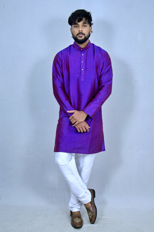 Men’s Purple Jacquard Kurta – Premium Ethnic Wear