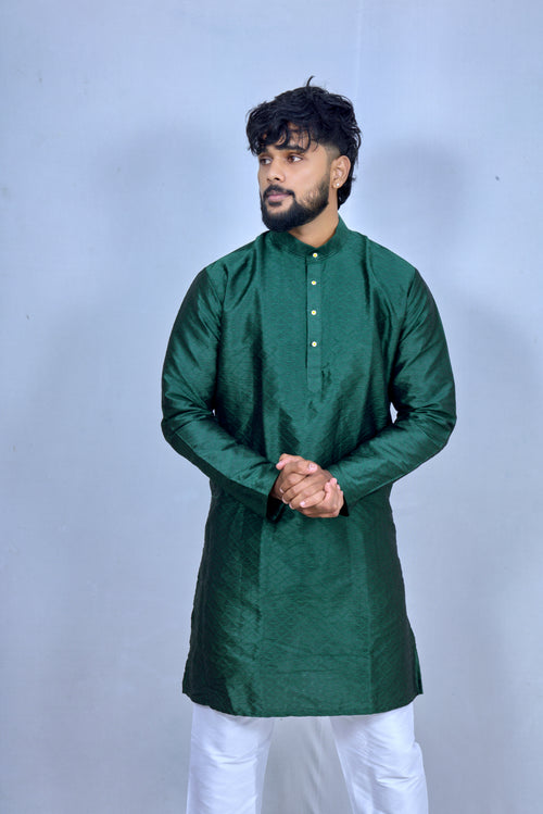 Men’s Green Jacquard Kurta – Premium Ethnic Wear