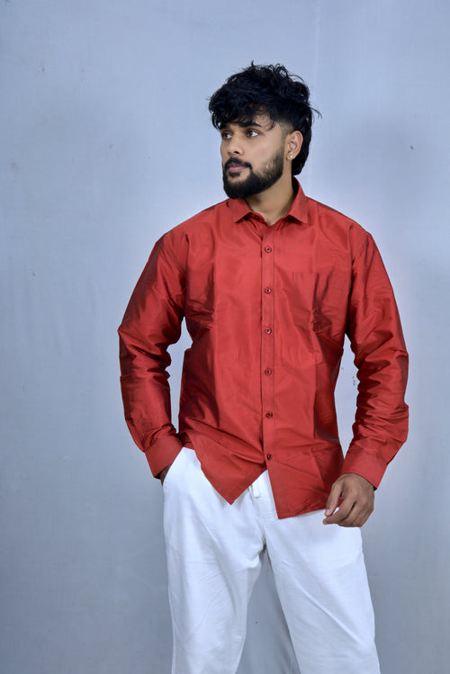 Men’s Red Shirt – Stylish Casual & Party Wear
